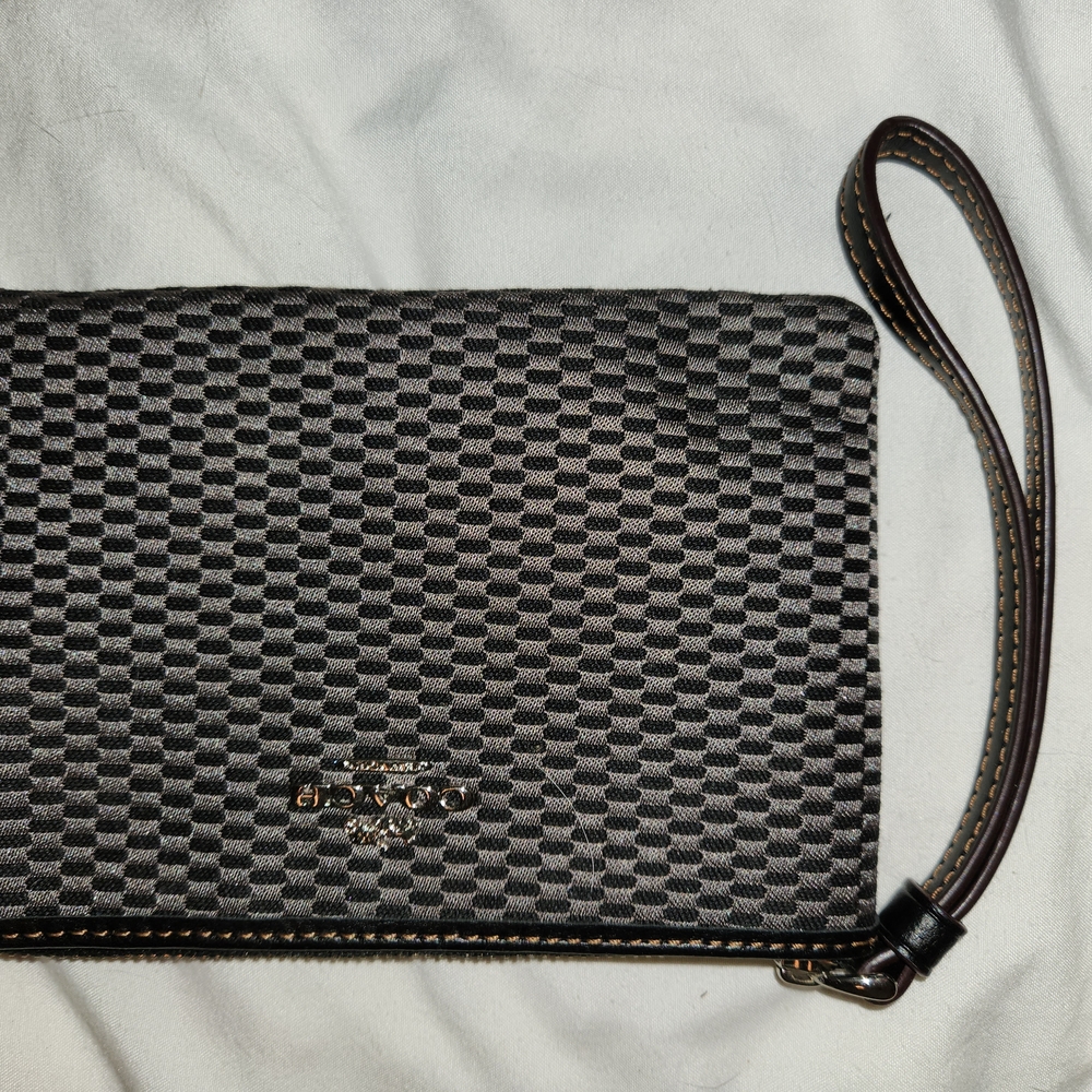 Coach Black and Gray Wristlet Clutch